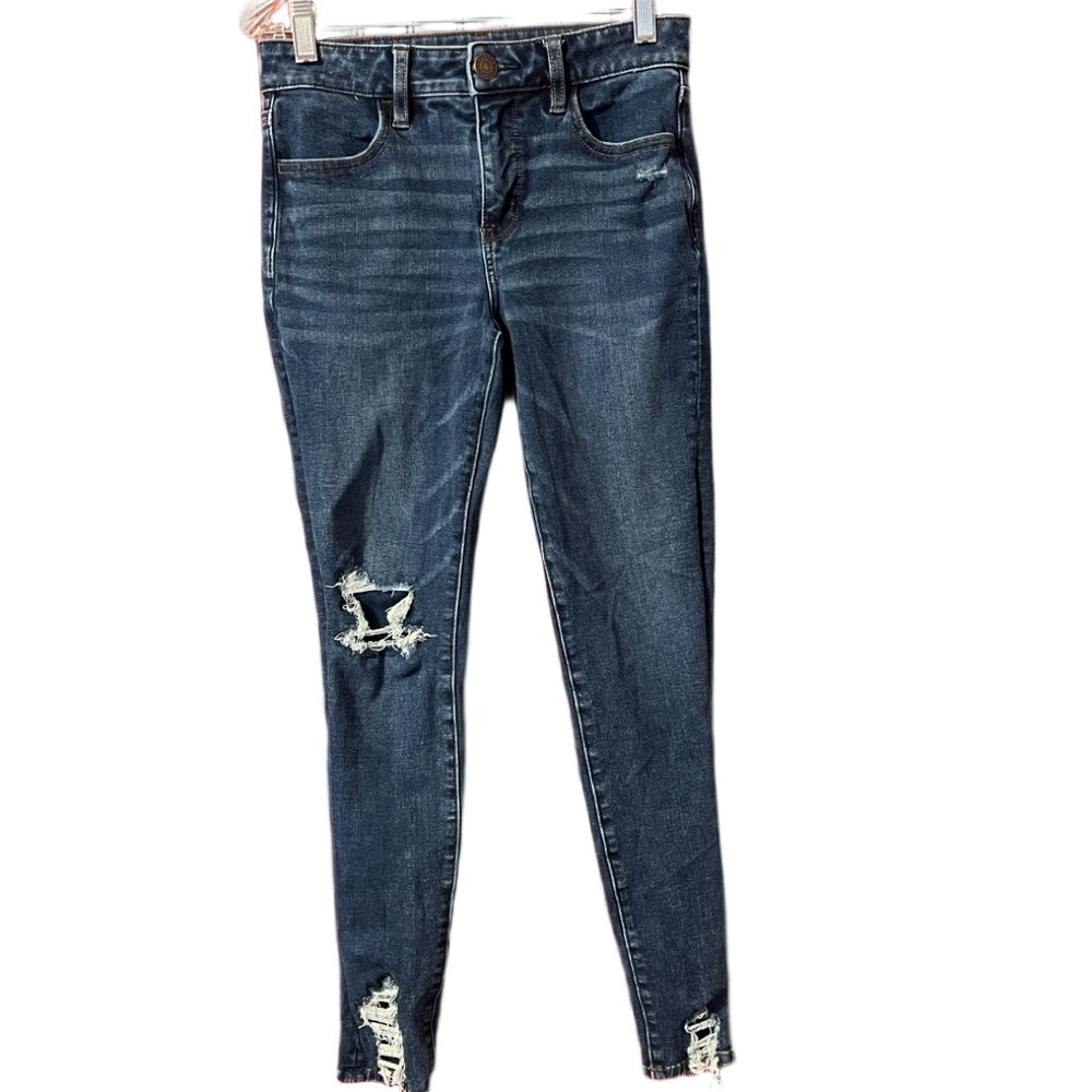 American Eagle Outfitters Dark Blue Distressed Dream Jean 2R